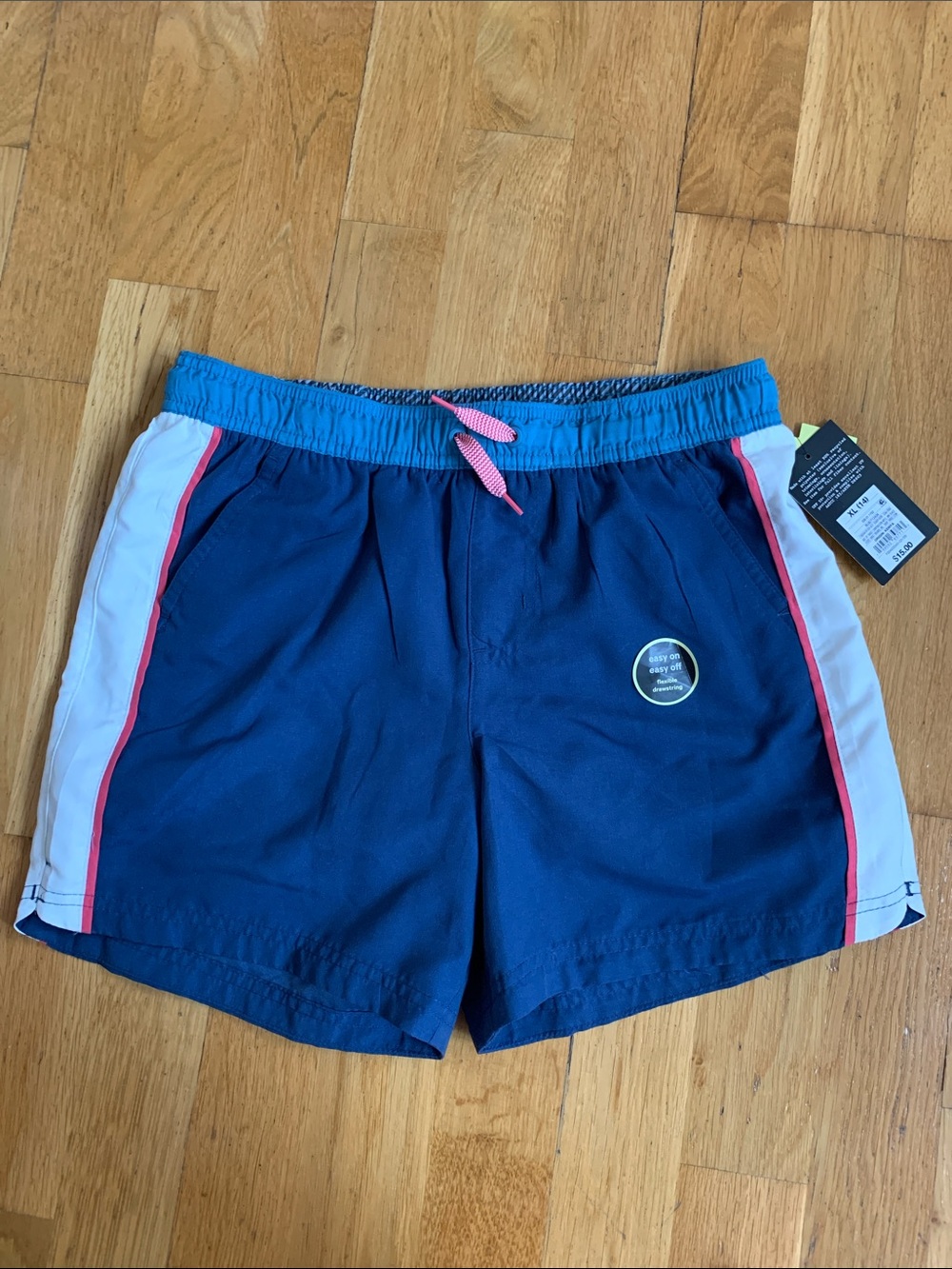 Boys Navy Athletic Swim Shorts with Contrast Trim. Size XL